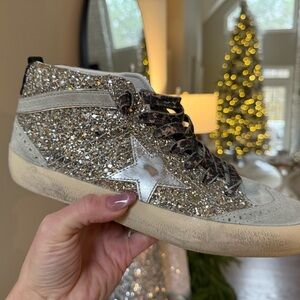 Golden Goose Glitter Sneakers with Star Detail
